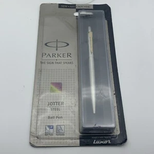 Parker Jotter Stainless Steel Gold Trim Blue Ink Fine Point - Sealed Pack c2014 - Picture 1 of 6