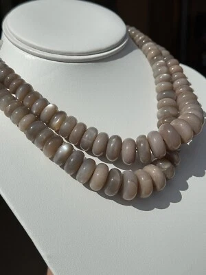 Nude Gray Moonstone Polished Rondels, Graduated, 16" String - Image 1 of 4