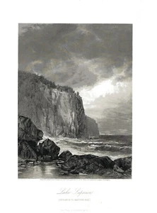 LAKE SUPERIOR (Entrance to Baptism Bay) 1872 Picturesque America steel engravin - Picture 1 of 1