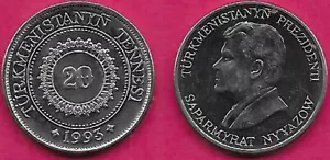 TURKMENISTAN 20 TENGE 1993 UNC 1 JAHR TYP, PRÄSIDENT SAPARMYRAT NYYYAZOW, WERT WI - Bild 1 von 1