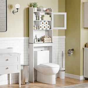 over the Toilet Storage Cabinet, Bathroom Organizer with Adjustable Shelf and Do - Picture 1 of 9