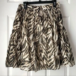 Talbots Brown Cream Animal Print Pleated Mini Skirt 6 Petite - Picture 1 of 6