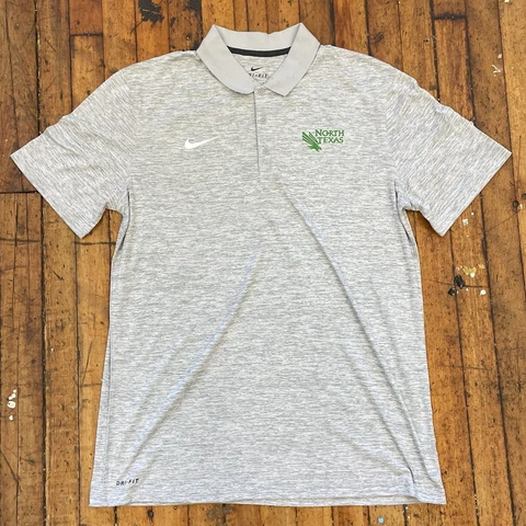 Nike NORTH TEXAS ~ MEAN GREEN ~ Large Gray Dri-Fit Performance Polo Shirt Cover