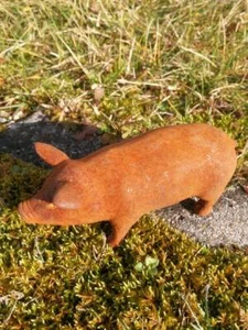 Gusseisen Schwein Porky Edelrost Gartendeko Rost Deko Figur Dekoration - Bild 1 von 4