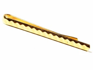 Late vintage Czech Bohemian geometric gold plated metal pin tie clip slide - Picture 1 of 1