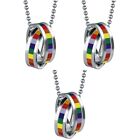  3 Pack Gay Pride Chain Necklace Womens Rings Miss Man Stainless Steel Rainbow