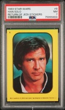 1983 TOPPS STAR WARS RETURN OF THE JEDI STICKER HAN SOLO #8 PSA 7
