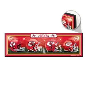 KANSAS CITY CHIEFS HELMET DESIGN THROUGHOUT THE YEARS WOOD SIGN 9"x30" WINCRAFT - Picture 1 of 1