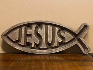Jesus Ichthys Fish Christian Wall Art Wood Sign