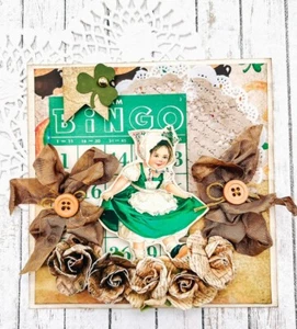 Handmade Vintage Retro Dancing Irish Girl St. Patrick's Day Greeting Card - Picture 1 of 3
