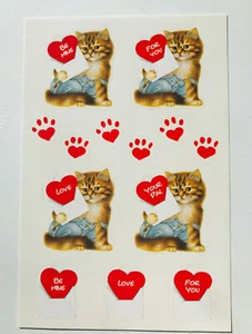 Cat Stickers Vtg Kittens Be Mine Valentine Marcel Shurman - Picture 1 of 4