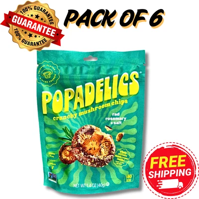 Popadelics Mushroom Rad Rosemary + Salt Crunchy Chips 1.4 OZ US MADE (PACK OF 6) - Image 1 of 4