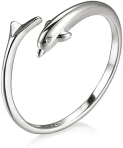 Argento Anello Donna Regolabile Anelli Aperto Argento Anello, Anello Animali Reg - Foto 1 di 12