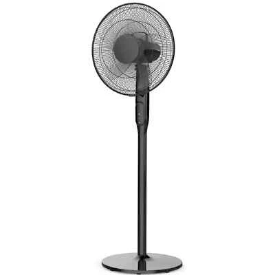 VENTILADOR PEDESTAL SILENCIOSO OSCILANTE AJUSTABLE MAINSTAYS 16" 12 VELOCIDADES, NEGRO Foto 1 de 4