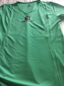 Womans Actilite Salomon Stroll Logo Tee Popsicle Green Size Large V Neck New - Picture 1 of 6