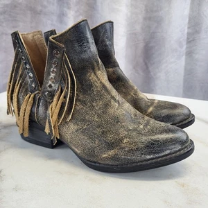 Circle G Fringe Western Cowgirl Low Studded Boots Women's 9.5 Distressed - Picture 1 of 15