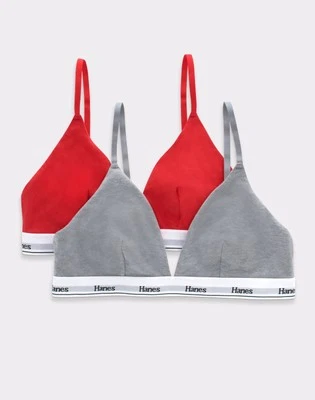 Bralette triângulo feminino Hanes Originals, algodão elástico respirável, pacote com 2 - Imagem 1 de 4