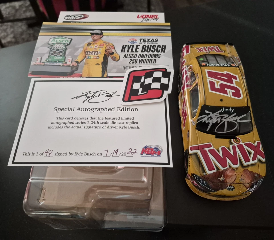 2021 Kyle Busch Lionel Twix Texas Race Win Autographed KBM COA 1 of 48 - Image 1 of 4