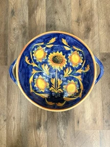 Tuscan Sunflower By China 15" Round Handled Platter 15 1/4 in, 4 LEMONS 2008-12 - Picture 1 of 8