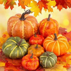 38PCS Artificial Pumpkin Set with 30 Maple Leaves for Fall Thanksgiving Decor - Picture 1 of 12