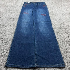 NWT Straight Leg Grunge Y2K 2000’s Embroidered Stitched Skater Denim Jeans - Picture 1 of 8
