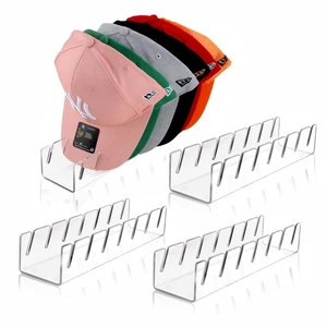 Hat Stand for Baseball Caps, 4 Pack No Install Acrylic Hat Organizer for 28 B... - Foto 1 di 7