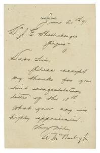 1891 AUTOGRAPH LETTER Future President WILLIAM McKINLEY re. Governor Nomination - Picture 1 of 1