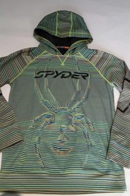 Spyder Sudadera con Capucha Juvenil Grande Verde Multicolor Rayas Sudadera Ilusión Óptica Foto 1 de 4