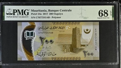 Mauritania 200 OUGUIYA 2017 Polymer -  Certified PMG 68 EPQ  Superb Gem UNC - Image 1 of 2