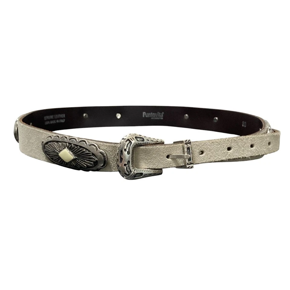 Cinturón PUNTOVITA Concho Gamuza Cuero en Gris Mujer USADO Foto 1 de 4