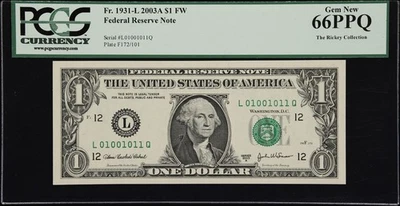 01001011 - TRUE BINARY - PCGS 66  RICKEY COLLECTION SERIES - DECIMAL #075 - RCTB - Image 1 of 2