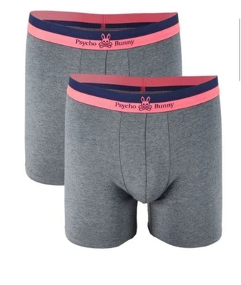 PSYCHO BUNNY 2-Pack Pima Cotton-Blend Boxer Briefs Sz L , Color HEATHER STOR,$42 - Image 1 of 4