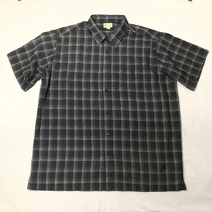 Camisa Haggar Para Hombre XL Negra Gris Botón A Cuadros Delantero Manga Corta 100% Poliéster - Imagen 1 de 10