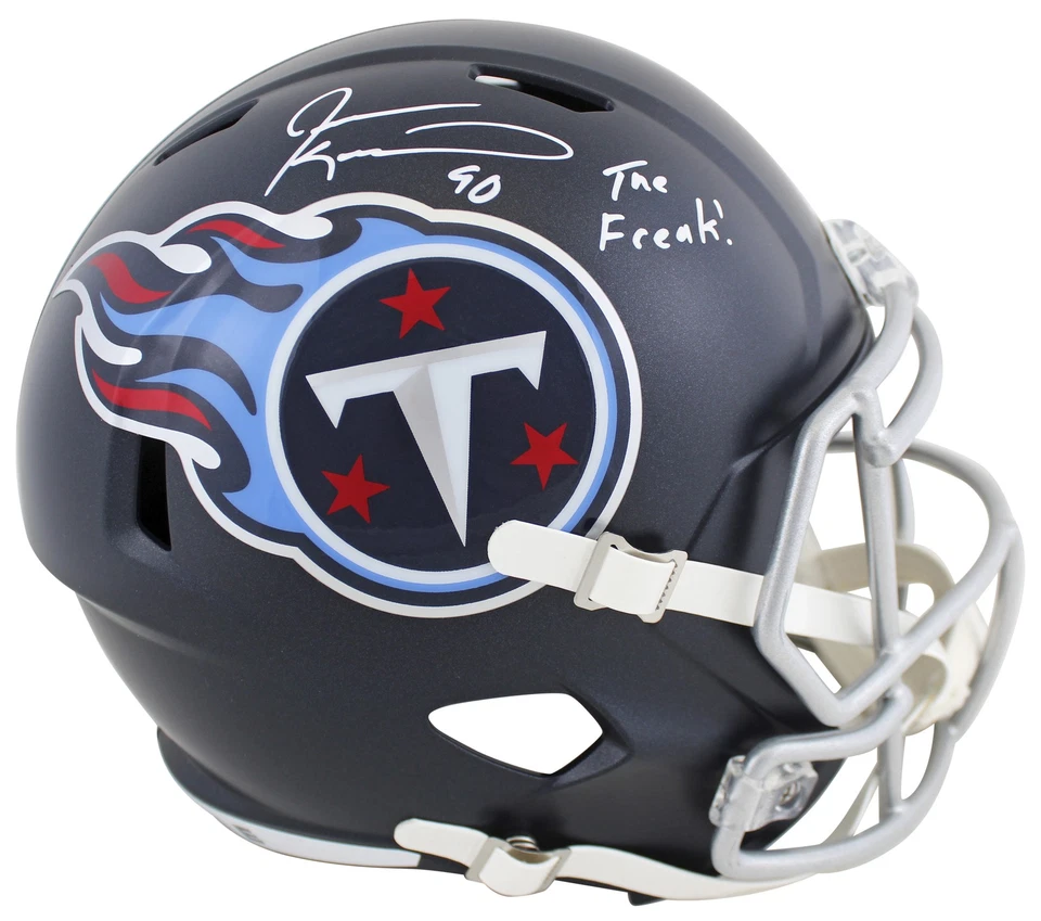 Titans Jevon Kearse The Freak Signed Navy F/S Speed Rep Helmet w/ White SIg BAS - Image 1 of 3