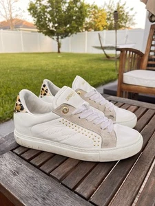 Zadig & Voltaire Womens Leather Studded Sneakers White Size 7 US 37 EU $375 - Picture 1 of 10