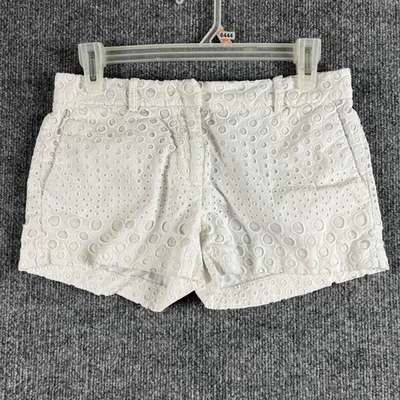 Shorts Michael Kors Feminino Tamanho 0 Branco Ilhós Bordado Algodão Bolsos de Verão - Imagem 1 de 4