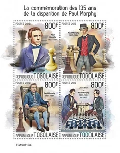 Togo - 2019 Chess Master Paul Morphy - 4 Stamp Sheet - TG190310a - Picture 1 of 1