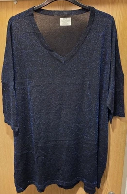 New Yours Sparkly Glittery Jumper / Jumper Dress blue/black Colour Size 26/28 - Image 1 of 4