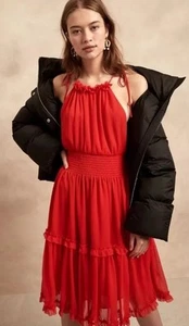 NEU MIT ETIKETT BANANA REPUBLIC SHLDER KRAWATTEN GERAFFT MINI PARTY URLAUB KLEID GR XL GROß ROT - Bild 1 von 6