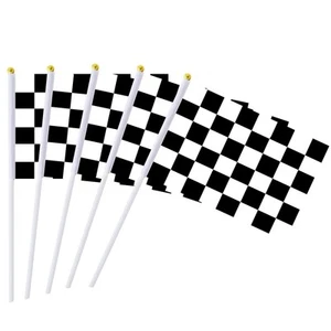 Racing Checkered Flag on Plastic Stick,Hand Stick Flag,50 Pack Racing Pennant... - Picture 1 of 4