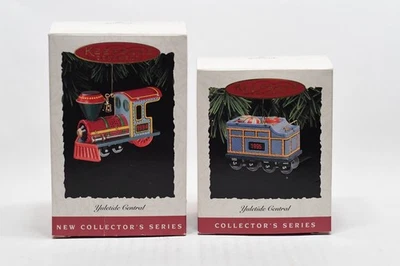 2 1994 Hallmark Ornament Yuletide Central Tin Train Locomotive primeira em série - Imagem 1 de 4