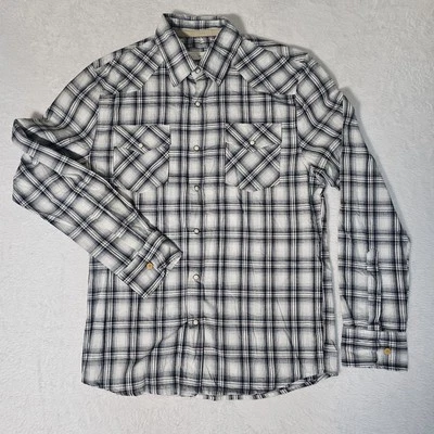 Ditch Plains Western Shirt Men's Size Large Pearl Snap Plaid Long Sleeve - Image 1 of 4