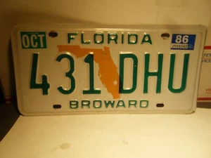 VINTAGE 1986 Florida Sunshine State License Plate 431 DHU - Picture 1 of 5
