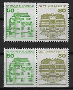 Bund Lot ** 2x Burgen und Schlösser B&S ZD W77 W78 aus MH 24 H-Blatt 29 03632A