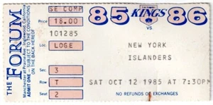 1985 KINGS vs NY ISLANDERS ticket stub MIKE BOSSY Goal JIM FOX Hat Trick 10/12 - Picture 1 of 2