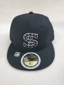 NEW ERA CHICAGO WHITE SOX 59 FIFTY JR KIDS BP MESH FITTED 6 5/8 HAT BLACK NEW - Picture 1 of 8