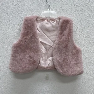 Girls XS 3 - 4 years Faux Fur Pink Vest  Spring Easter Marshalls - Picture 1 of 3