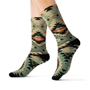 All Over Print Adult Socks Southwestern Navajo Pattern Aztec Native American - Picture 1 of 9