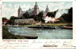 Schloss Johannisburg Schloss & Dampfschiff Aschaffenburg Deutschland 1905 Postkarte UDB - Bild 1 von 2