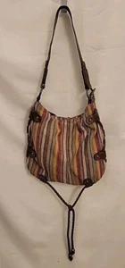 Vintage indie style striped slouchy shoulder bag Braided leather Stamp 10 Purse - Picture 1 of 11